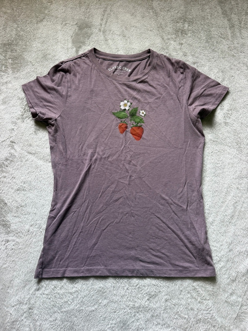 Aeropostale Classic Crew Mauve Short-Sleeve Tee with Strawberry Blossom Print